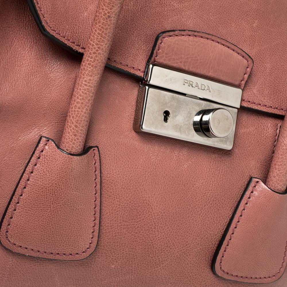 Prada Pink Glace Leather Twin Pocket Lock Tote 7