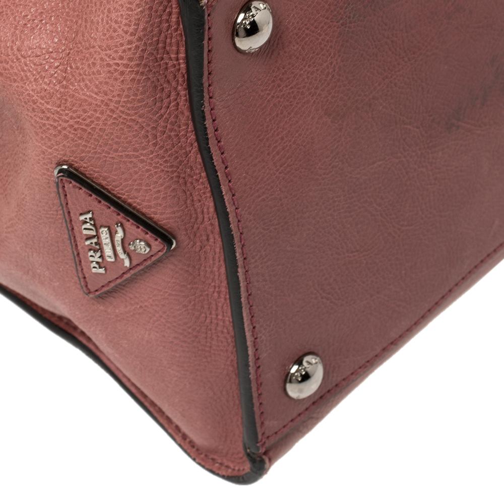 Prada Pink Glace Leather Twin Pocket Lock Tote 11