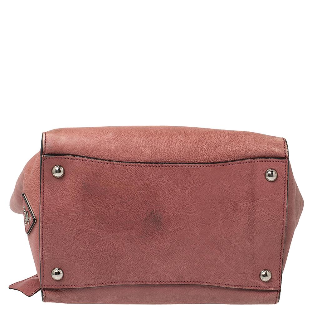 Prada Pink Glace Leather Twin Pocket Lock Tote 1