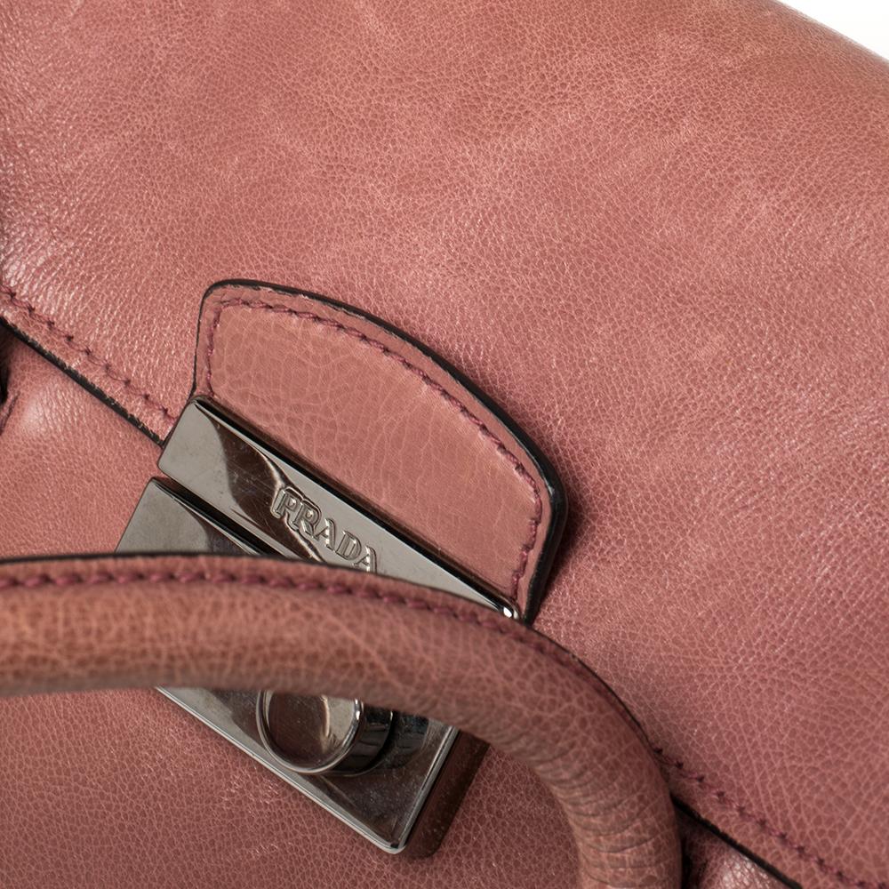 Prada Pink Glace Leather Twin Pocket Lock Tote 3