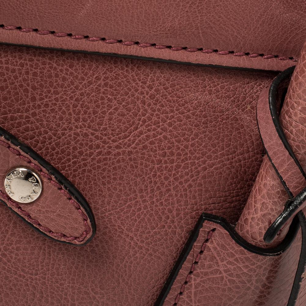Prada Pink Glace Leather Twin Pocket Lock Tote 4