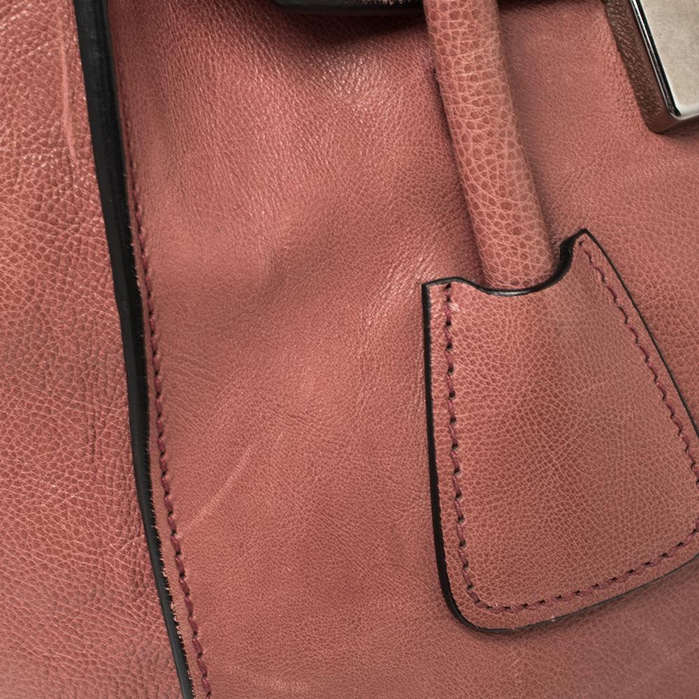 Prada Pink Glace Leather Twin Pocket Lock Tote 5