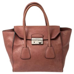 Prada Pink Glace Leather Twin Pocket Lock Tote