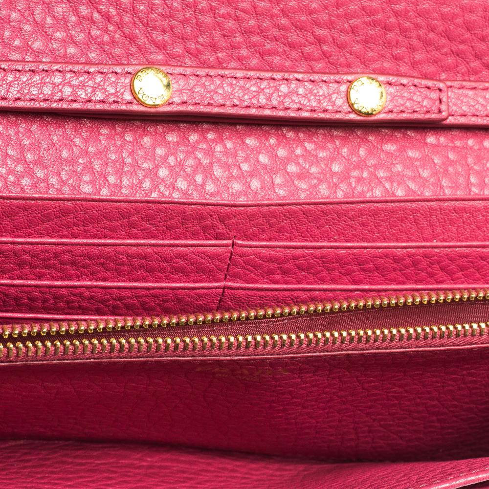 Prada Pink Grained Leather Wallet on Chain 2