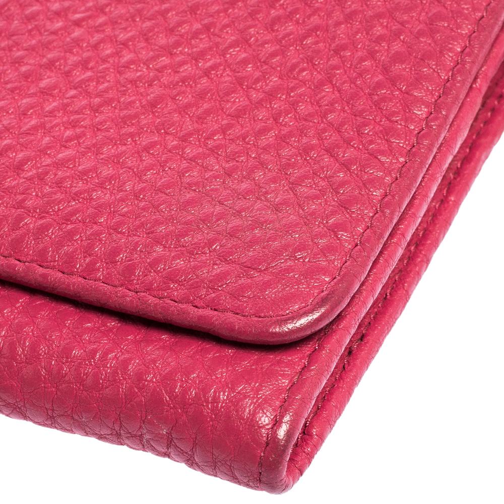 Prada Pink Grained Leather Wallet on Chain 5