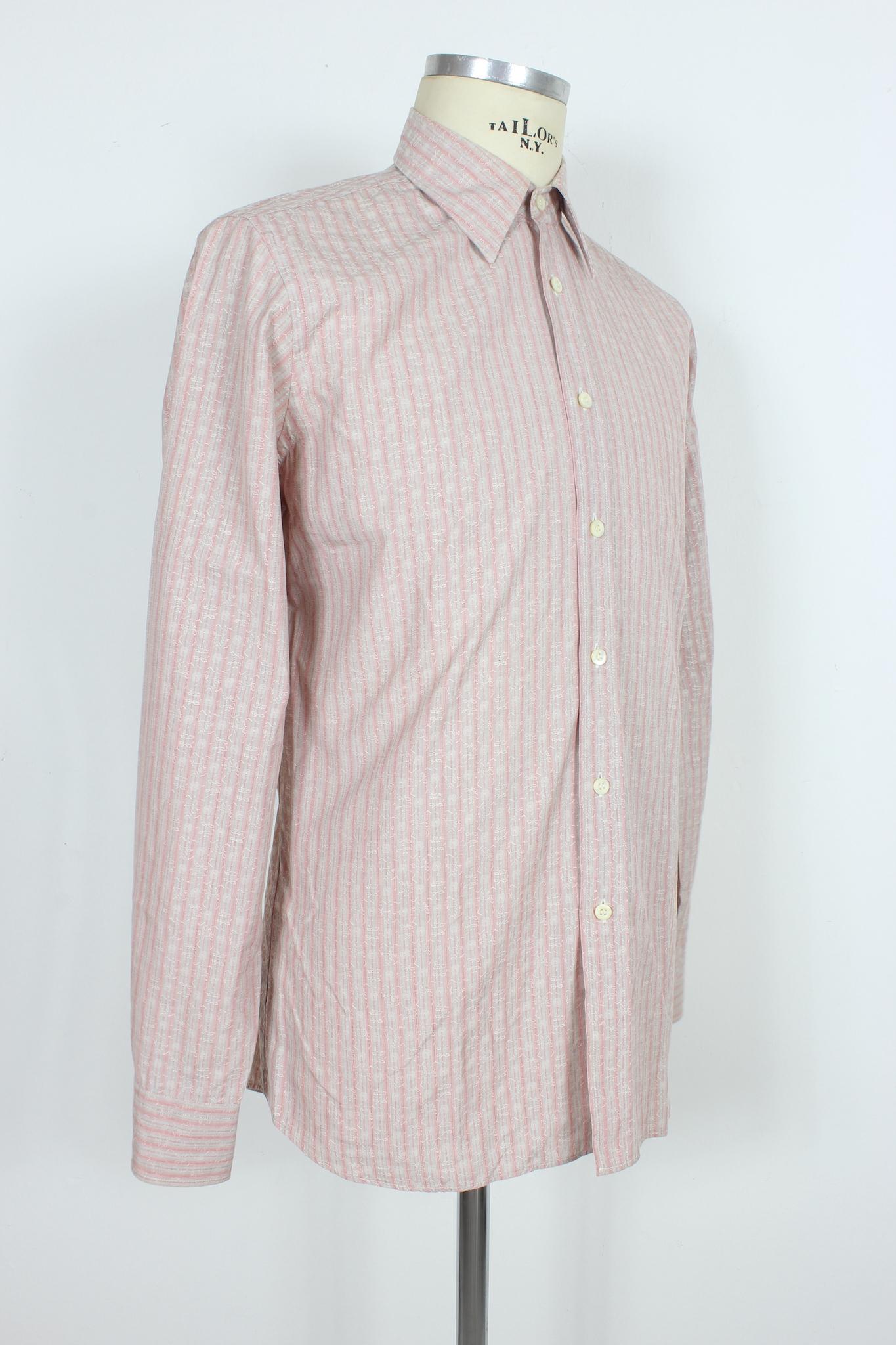 Men's Prada Pink Gray Pinstripe Shirt For Sale