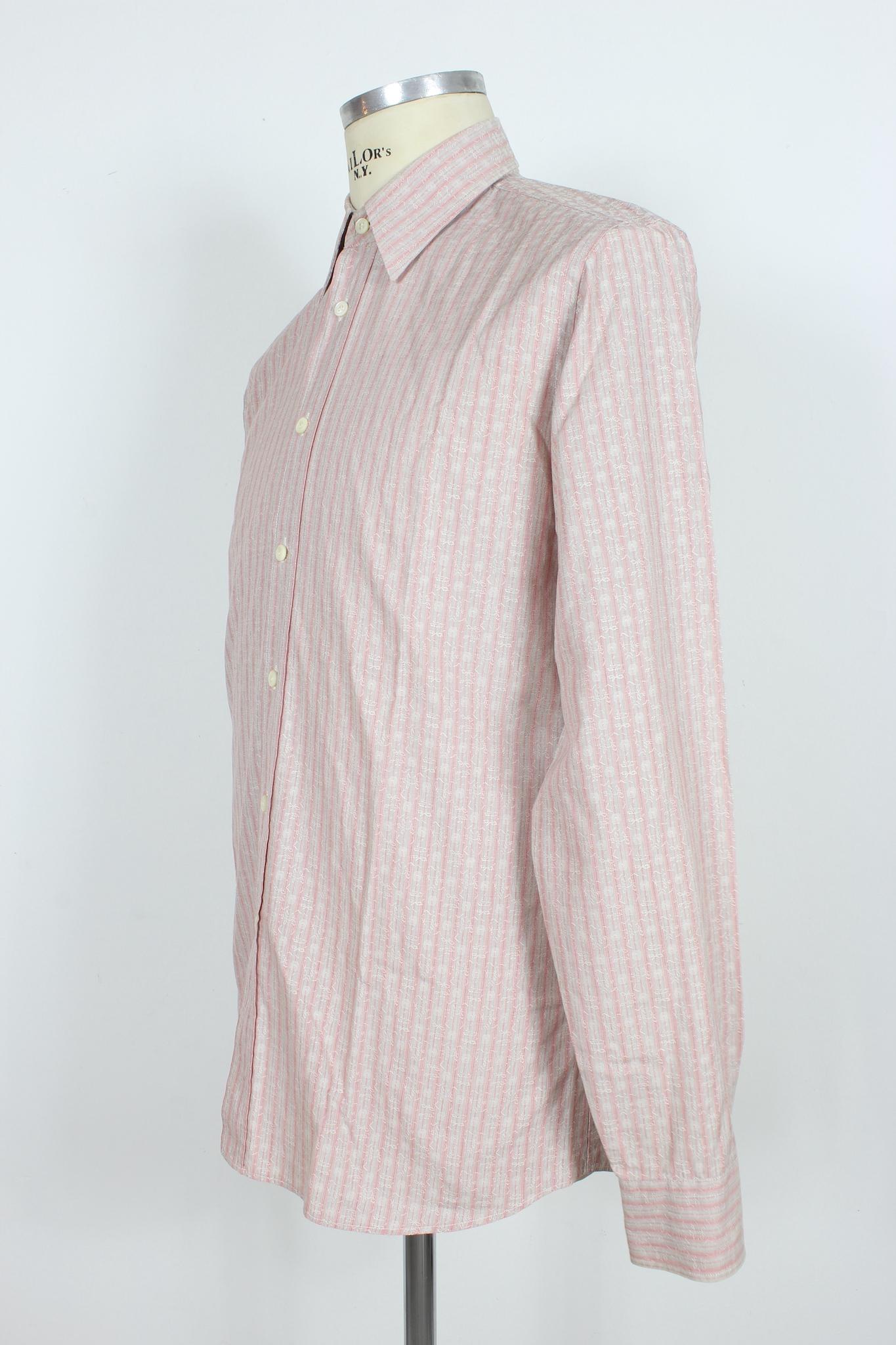 Prada Pink Gray Pinstripe Shirt For Sale 1