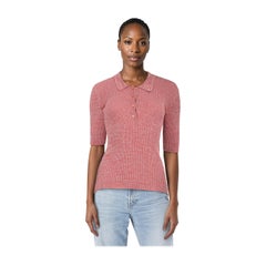 Prada Top de punto rosa de manga media Talla S