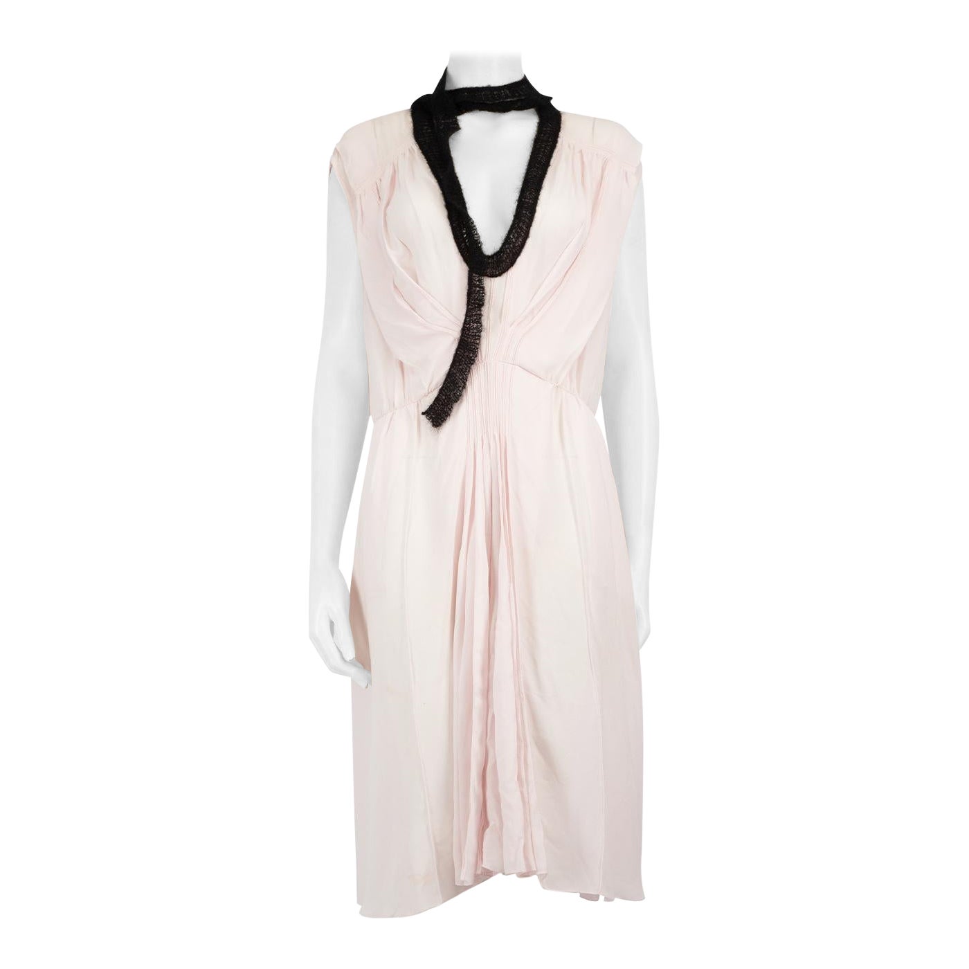 Prada Pink Knitted Trim Midi Dress Size M