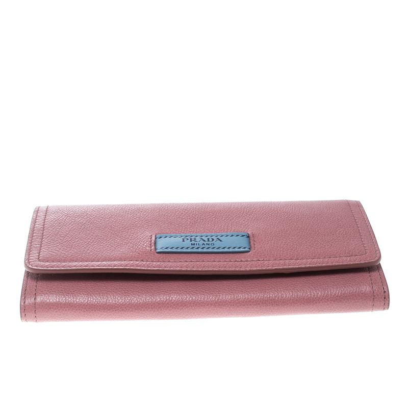 Women's Prada Pink Leather Etiquette Continental Wallet