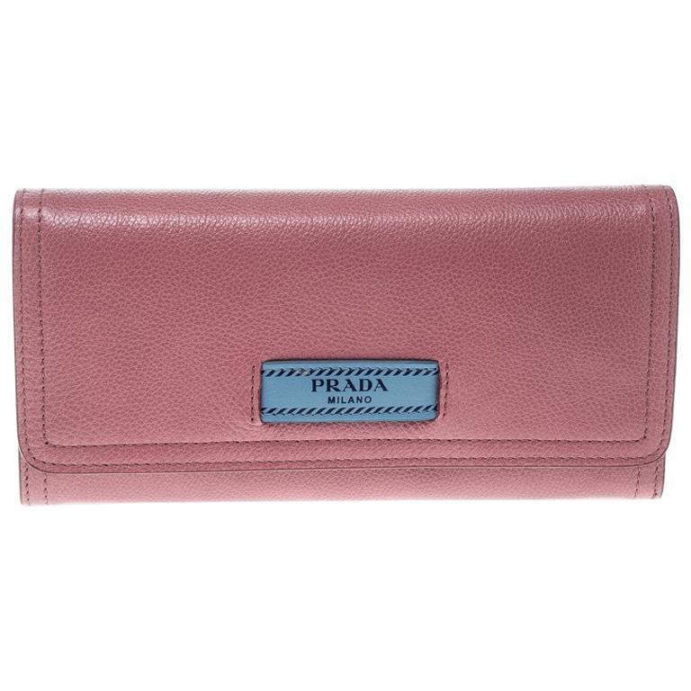 Prada Pink Leather Etiquette Continental Wallet