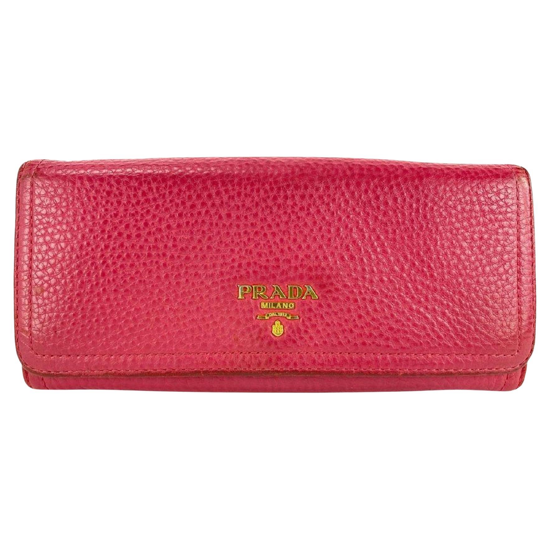 Prada Pink Leather Flap Wallet 23PRL1125