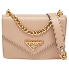 Prada Pink Leather Flip Lock Chain Shoulder Bag