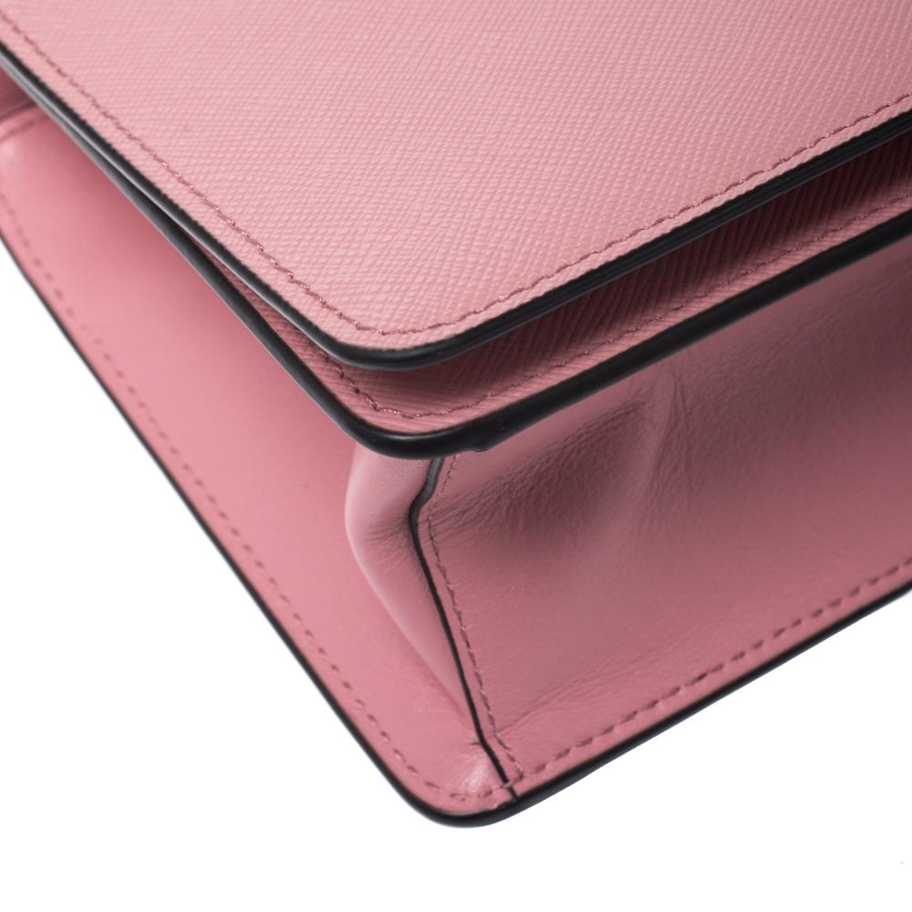 Brown Prada Pink Leather Pattina Shoulder Bag