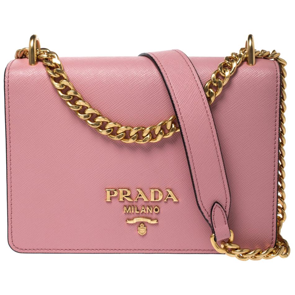 Prada Pink Leather Pattina Shoulder Bag