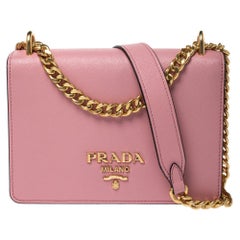 Prada Pink Leather Pattina Shoulder Bag