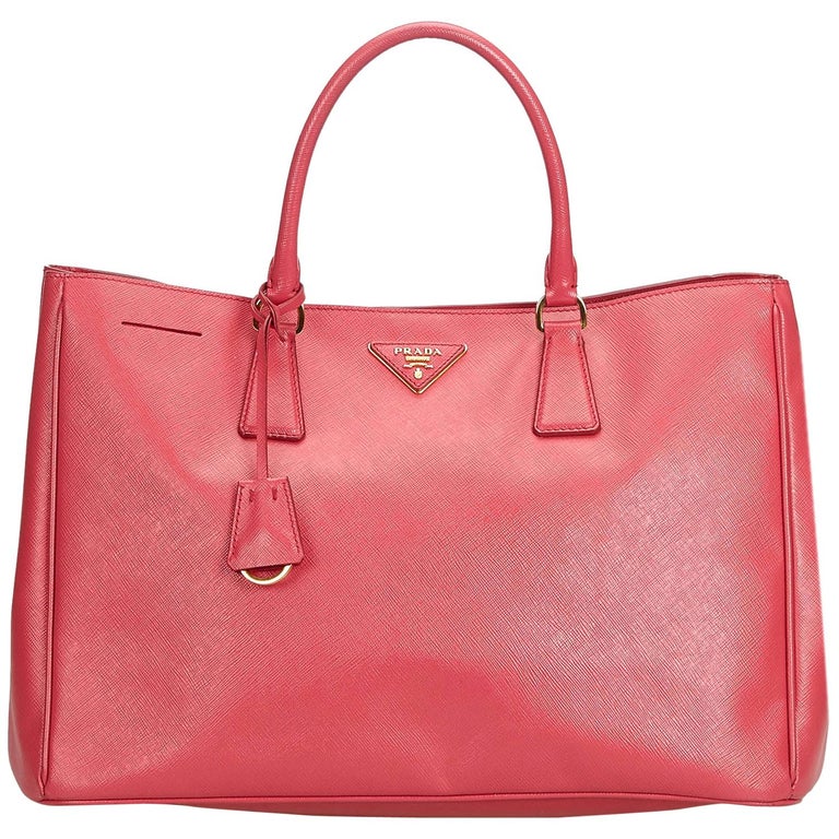 Prada Pink Leather Saffiano Galleria Handbag Italy w/ Dust Bag at 1stdibs