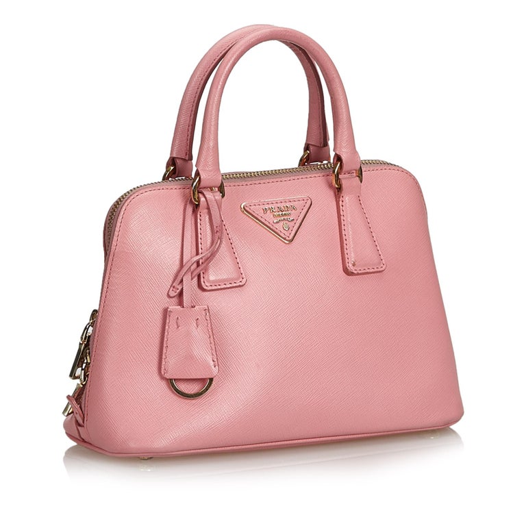 Prada Pink Leather Saffiano Lux Promenade Satchel Italy For Sale at 1stDibs