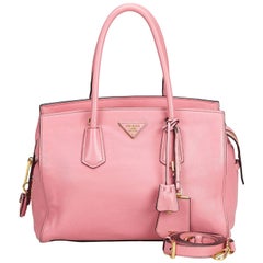 Prada Pink  Leather Vitello Daino Satchel Italy w/ Dust BagPadlockKey