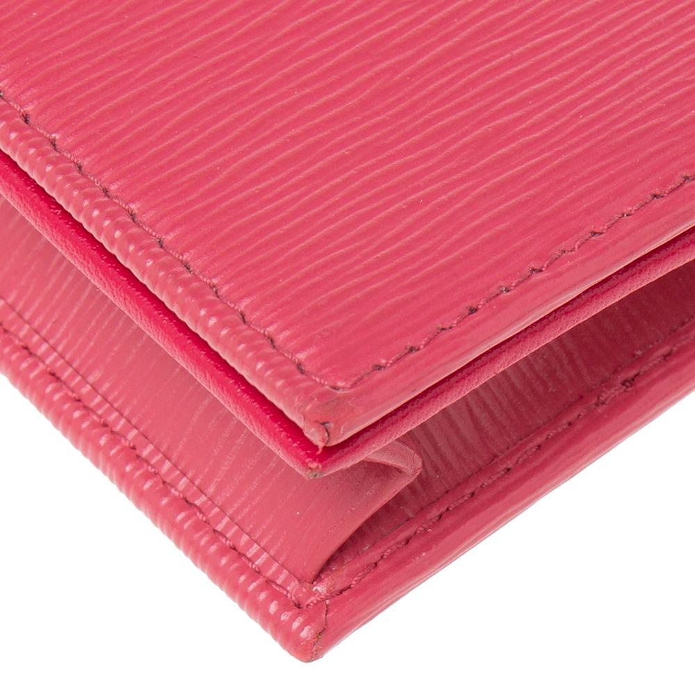 Prada Pink Move Leather Logo Flap Card Case 2