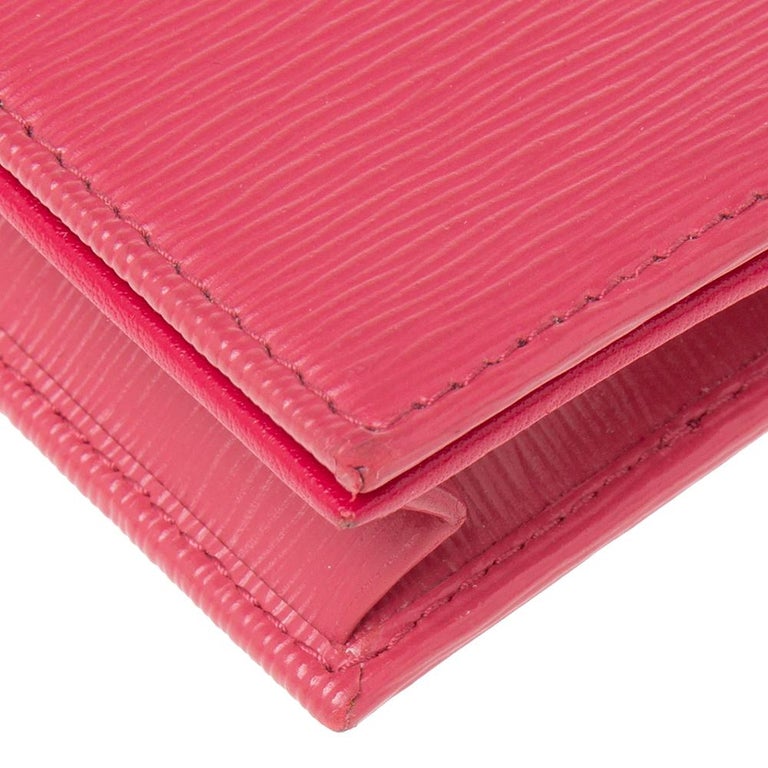 Prada Pink Move Leather Logo Flap Card Case 5
