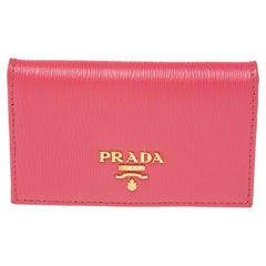Prada Pink Move Leather Logo Flap Card Case
