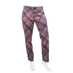 Pantalones de cuadros rosa y azul marino de Prada