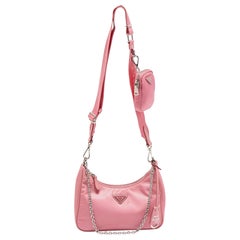 Prada Pink Nylon and Leather Re-Edition 2005 Shoulder Bag