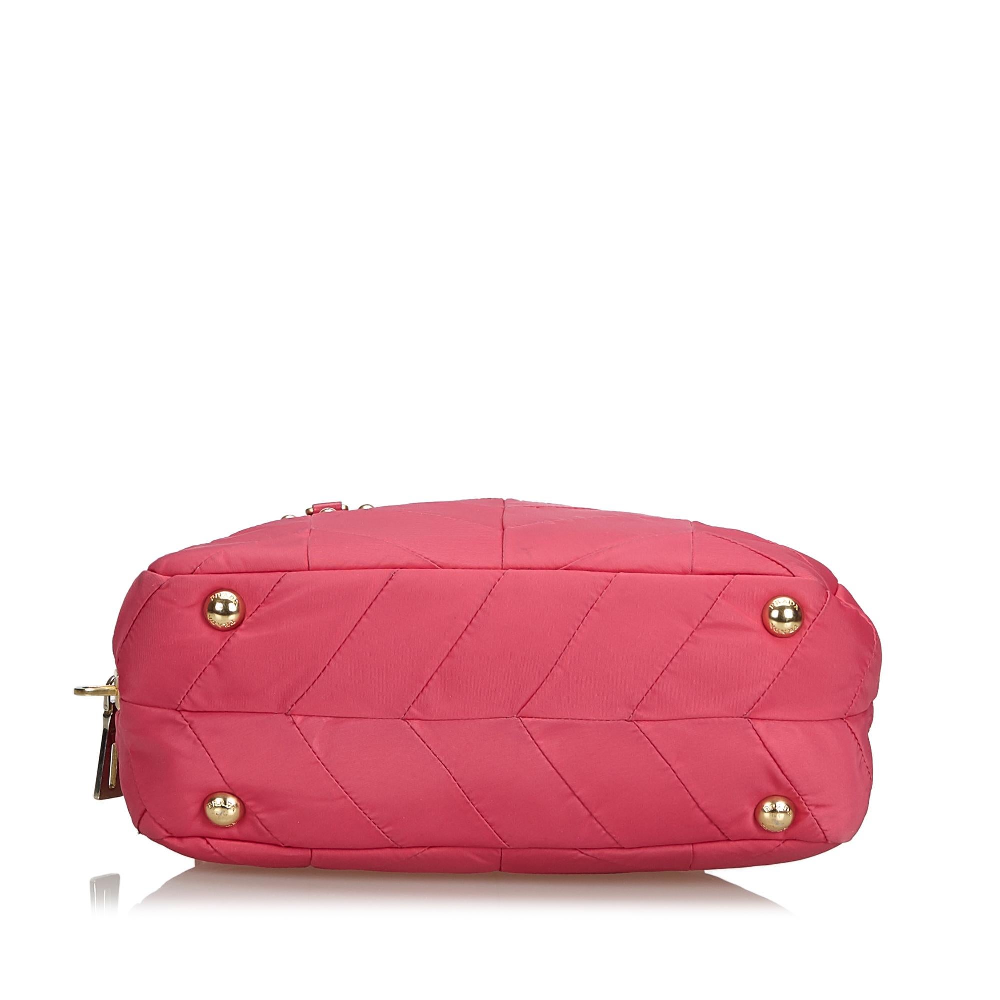 Women's Prada Pink Nylon Fabric Quilted Handbag Italy