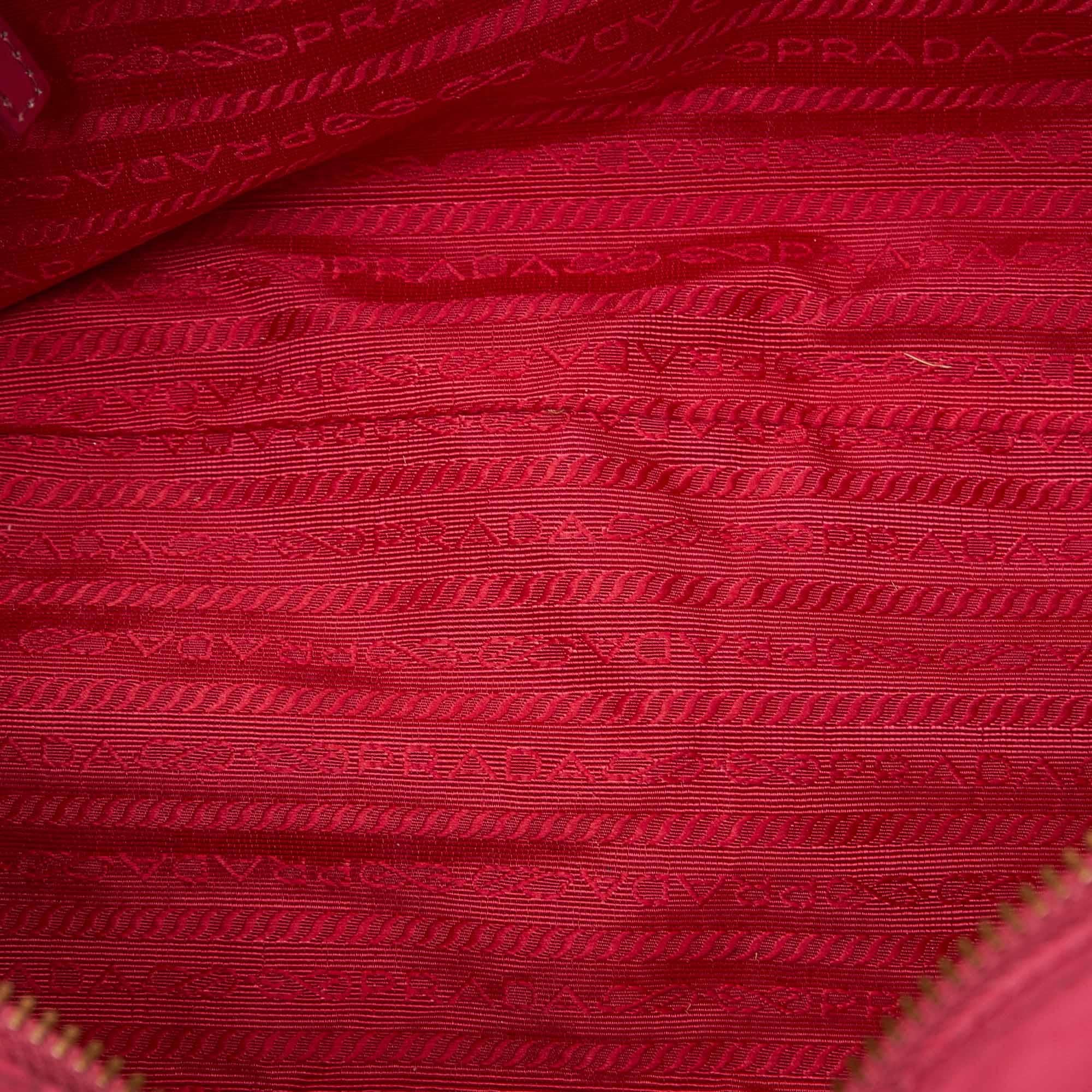 Prada Pink Nylon Fabric Quilted Handbag Italy 1