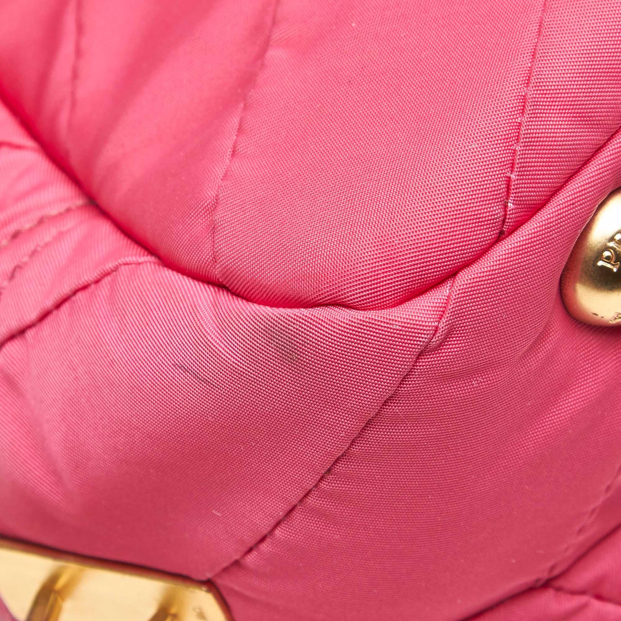 Prada Pink Nylon Fabric Quilted Handbag Italy 4