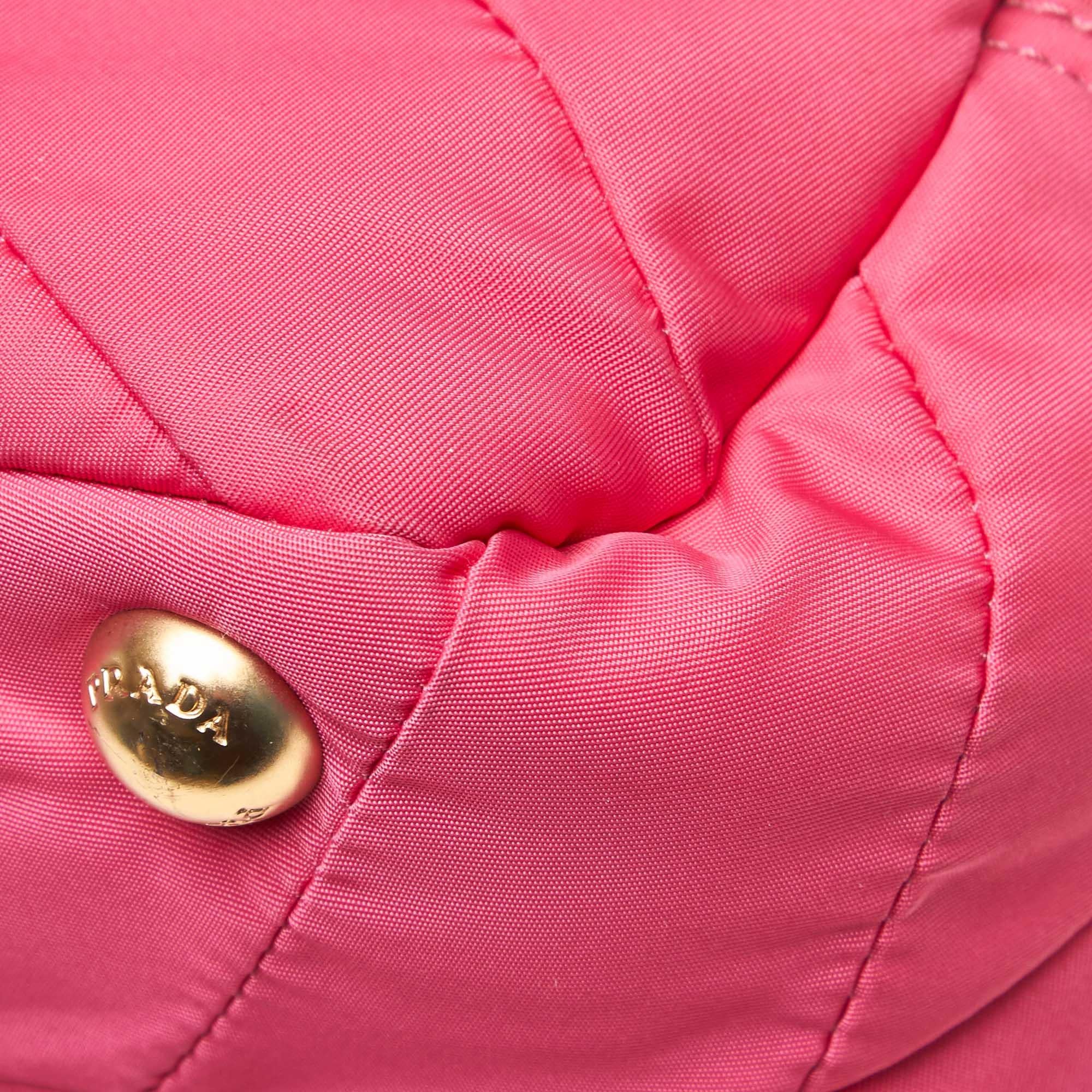 Prada Pink Nylon Fabric Quilted Handbag Italy 5