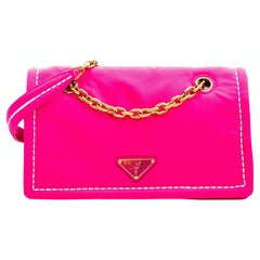 Prada Pink Nylon Padded Flap Shoulder Bag