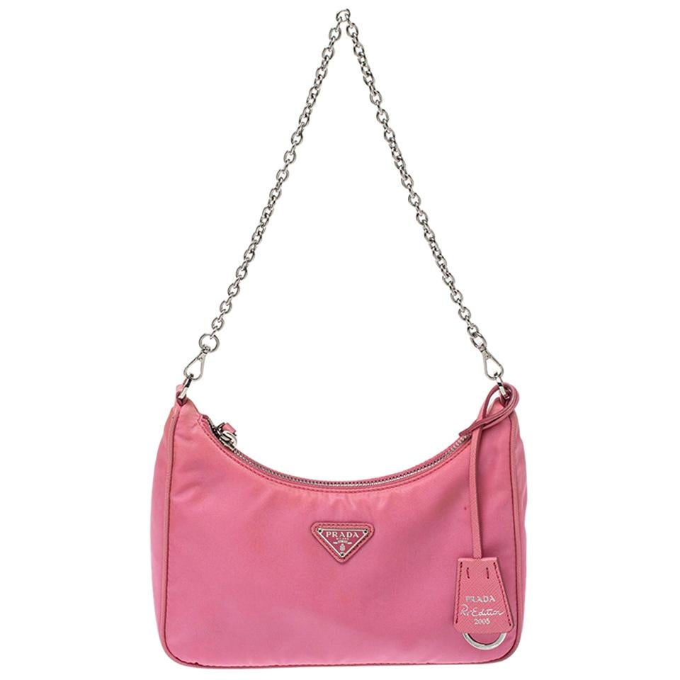 Prada Pink Nylon Re-Edition 2005 Shoulder Bag at 1stDibs | prada re edition  2005 pink