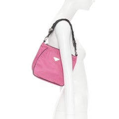 PRADA nylon rosa triángulo sello logotipo trenzado asa 90s bandolera