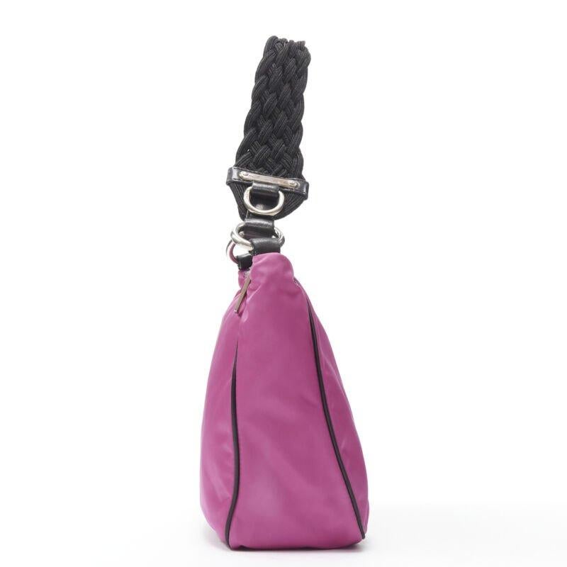 Pink PRADA pink nylon triangle seal logo braided handle 90s shoulder bag