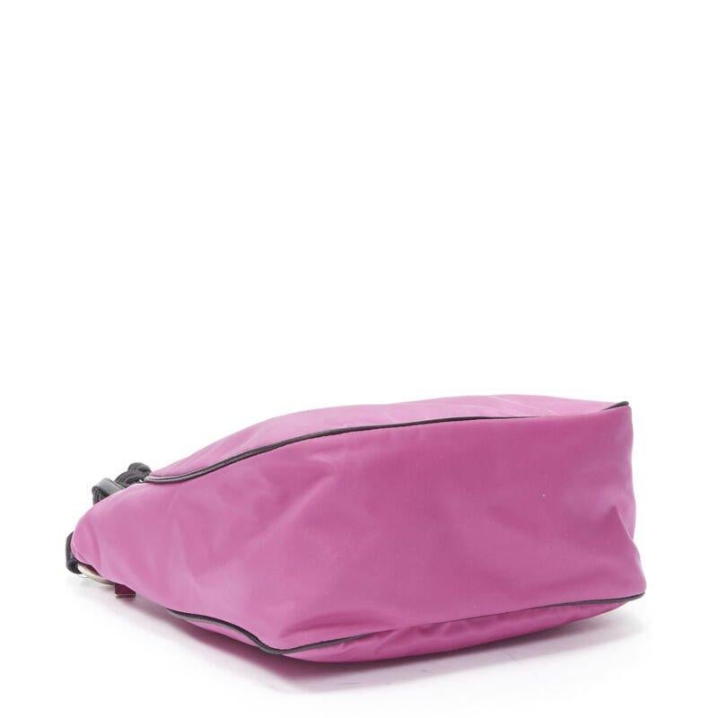 Women's PRADA pink nylon triangle seal logo braided handle 90s shoulder bag
