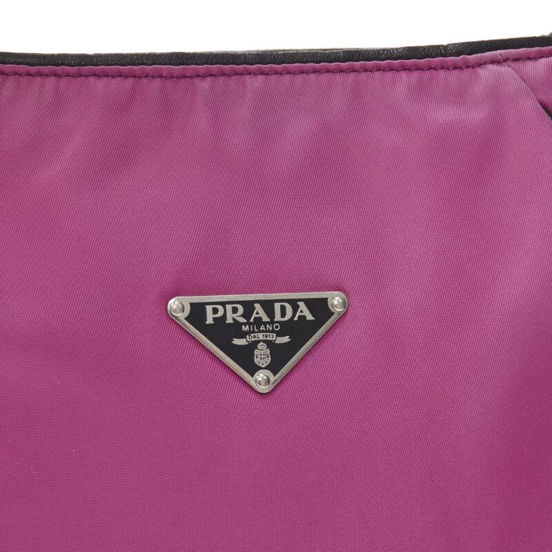 PRADA pink nylon triangle seal logo braided handle 90s shoulder bag 1