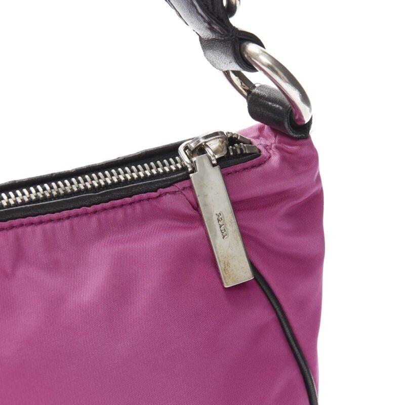 PRADA pink nylon triangle seal logo braided handle 90s shoulder bag 2