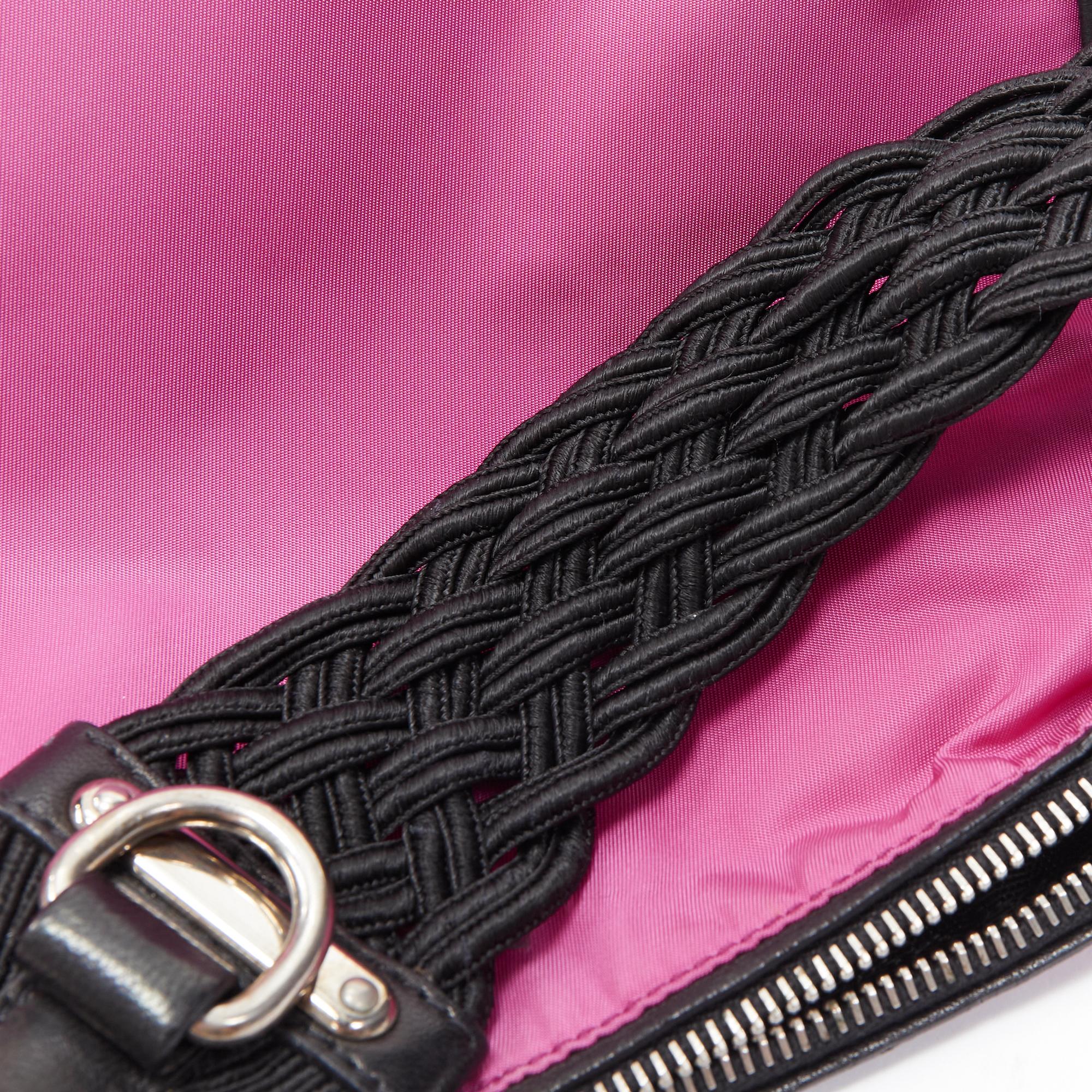 PRADA pink nylon triangle seal logo braided handle 90s shoulder bag For Sale 1