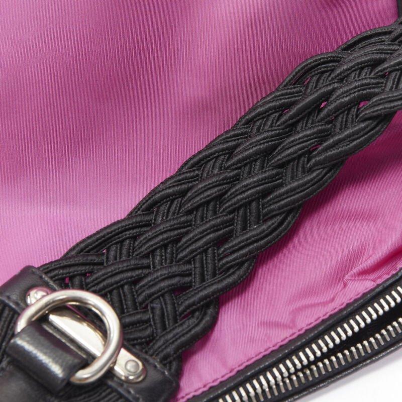 PRADA pink nylon triangle seal logo braided handle 90s shoulder bag 4