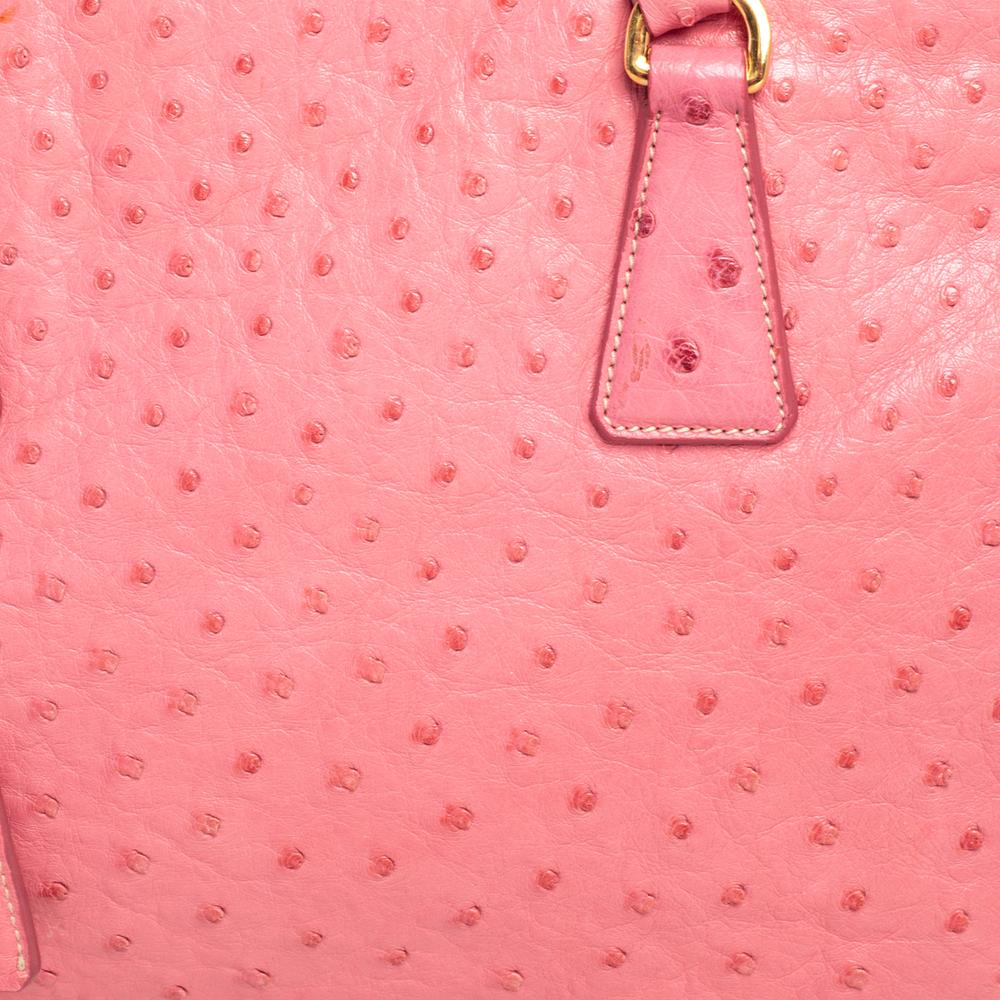 Prada Pink Ostrich Small Galleria Tote 4