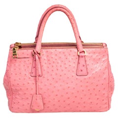 Prada Pink Ostrich Small Galleria Tote