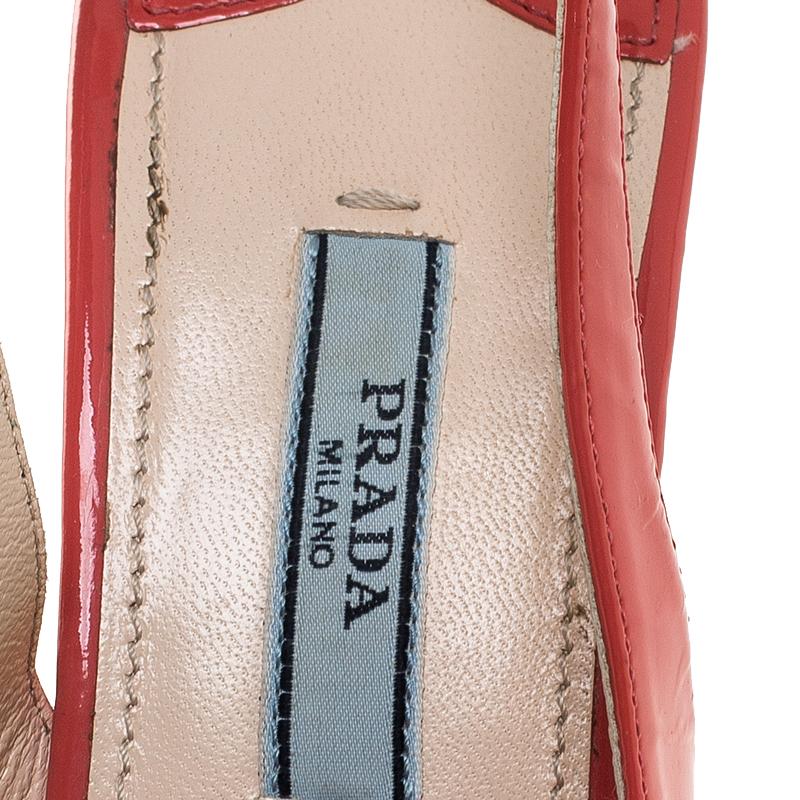 Prada Pink Patent Leather Cork Platform Slingback Sandals Size 36 In Good Condition In Dubai, Al Qouz 2