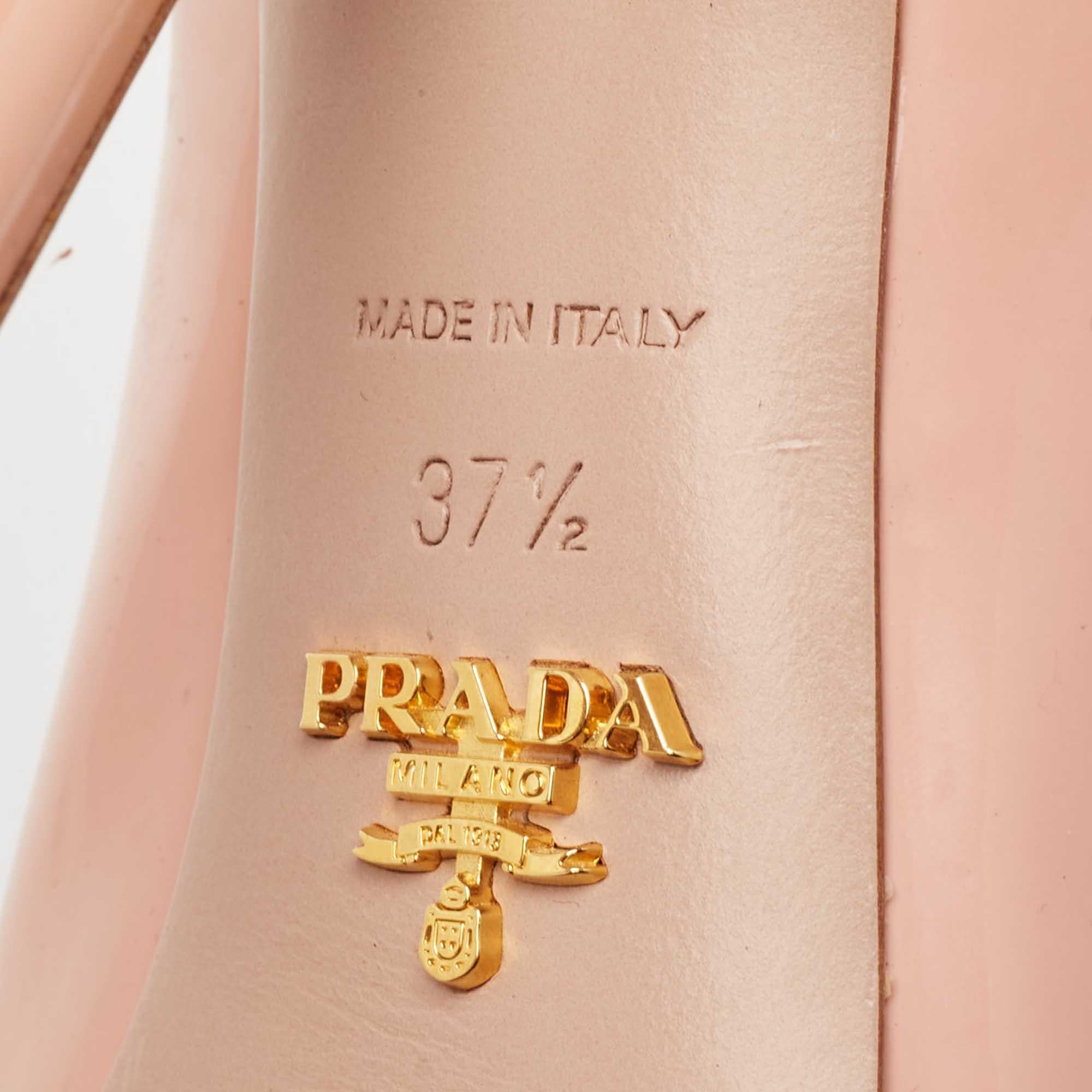 Prada Pink Patent Leather Peep Toe Platform Pumps Size 37.5 3