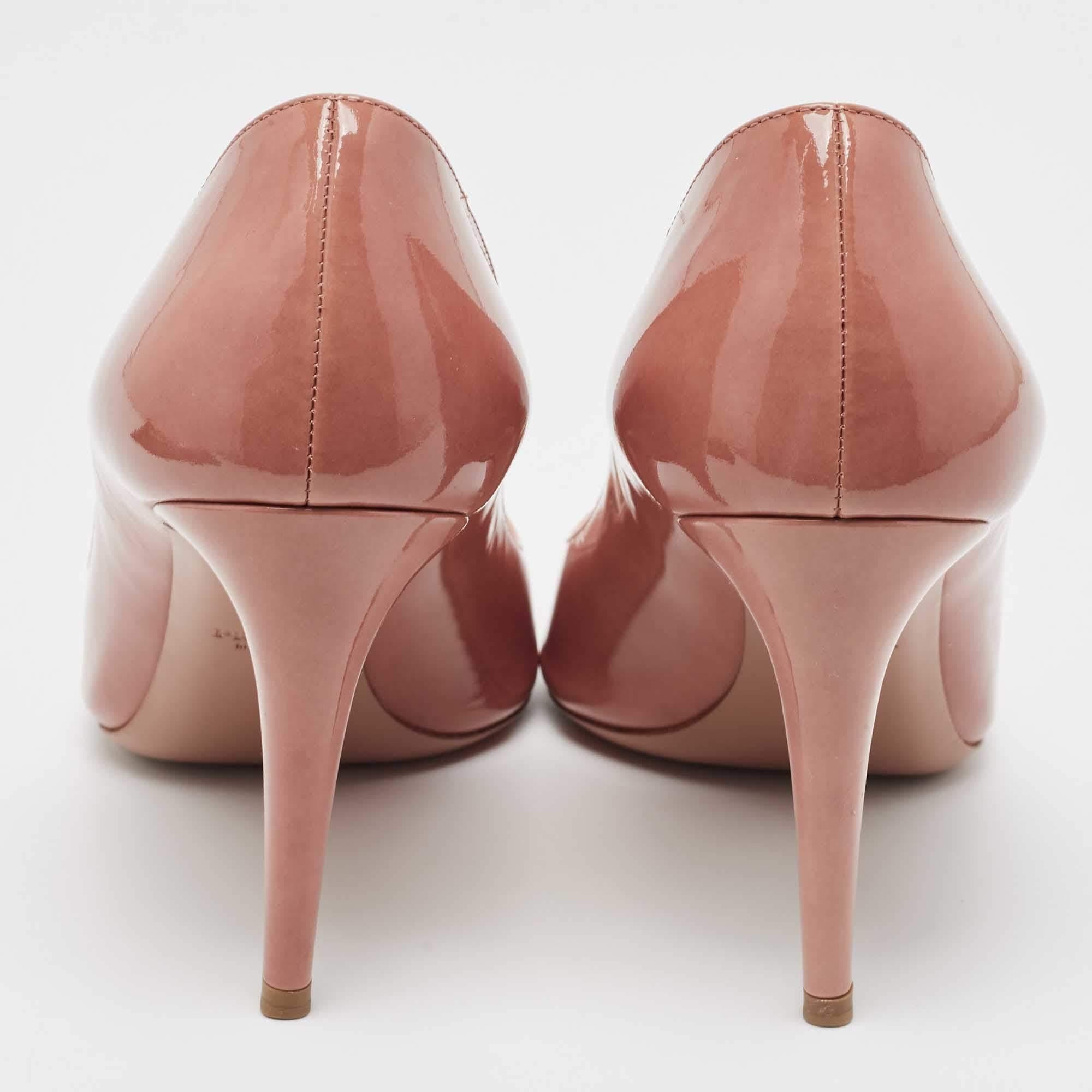 Women's Prada Pink Patent Leather Peep Toe Pumps Size 40