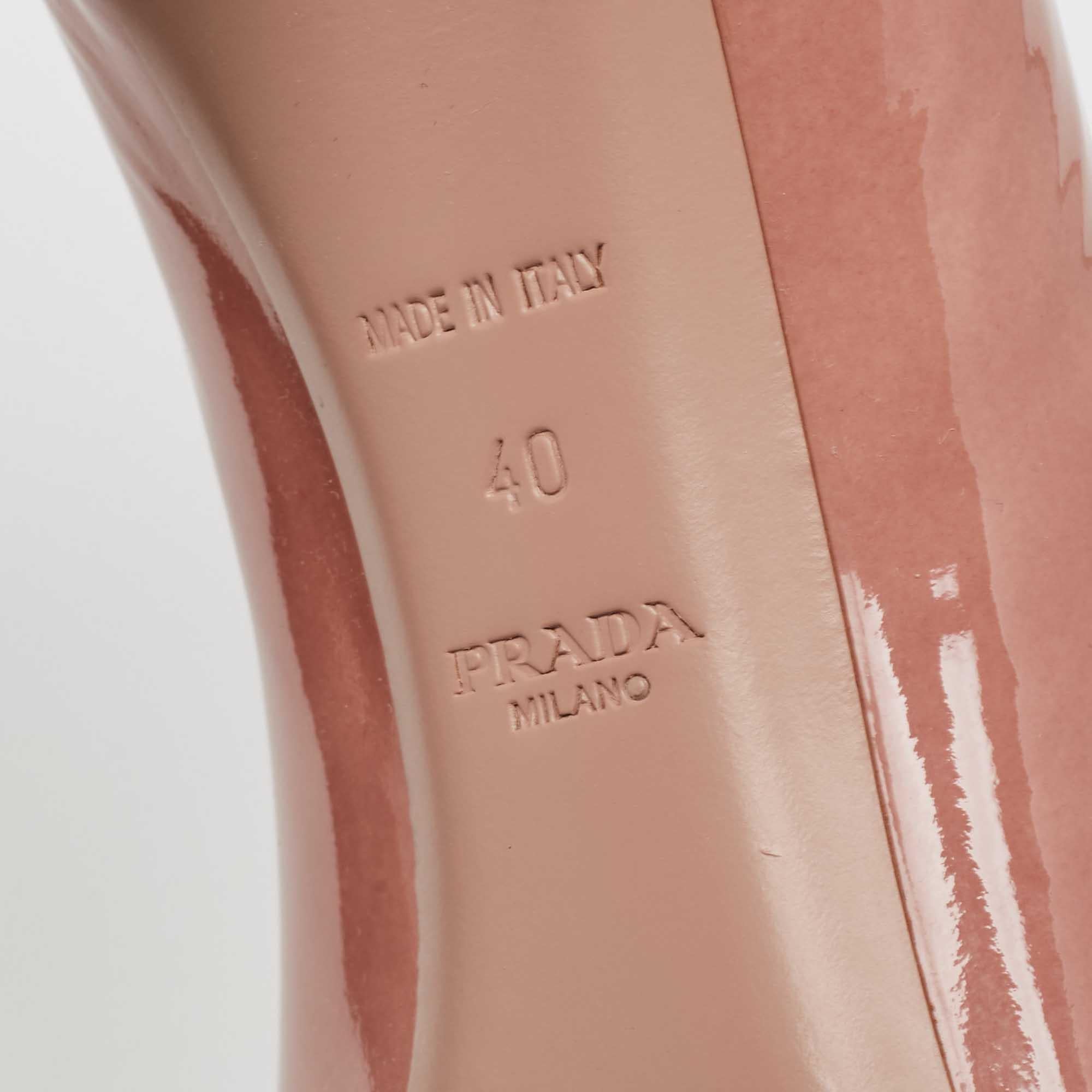 Prada Pink Patent Leather Peep Toe Pumps Size 40 4