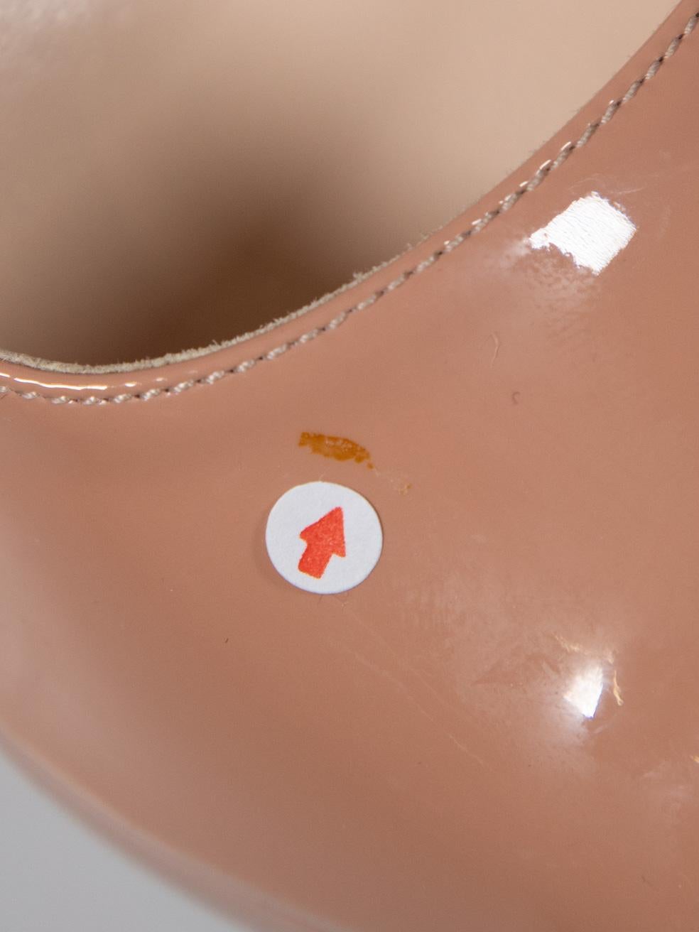 Prada Pink Patent Peep Toe Pumps Size IT 37.5 For Sale 3