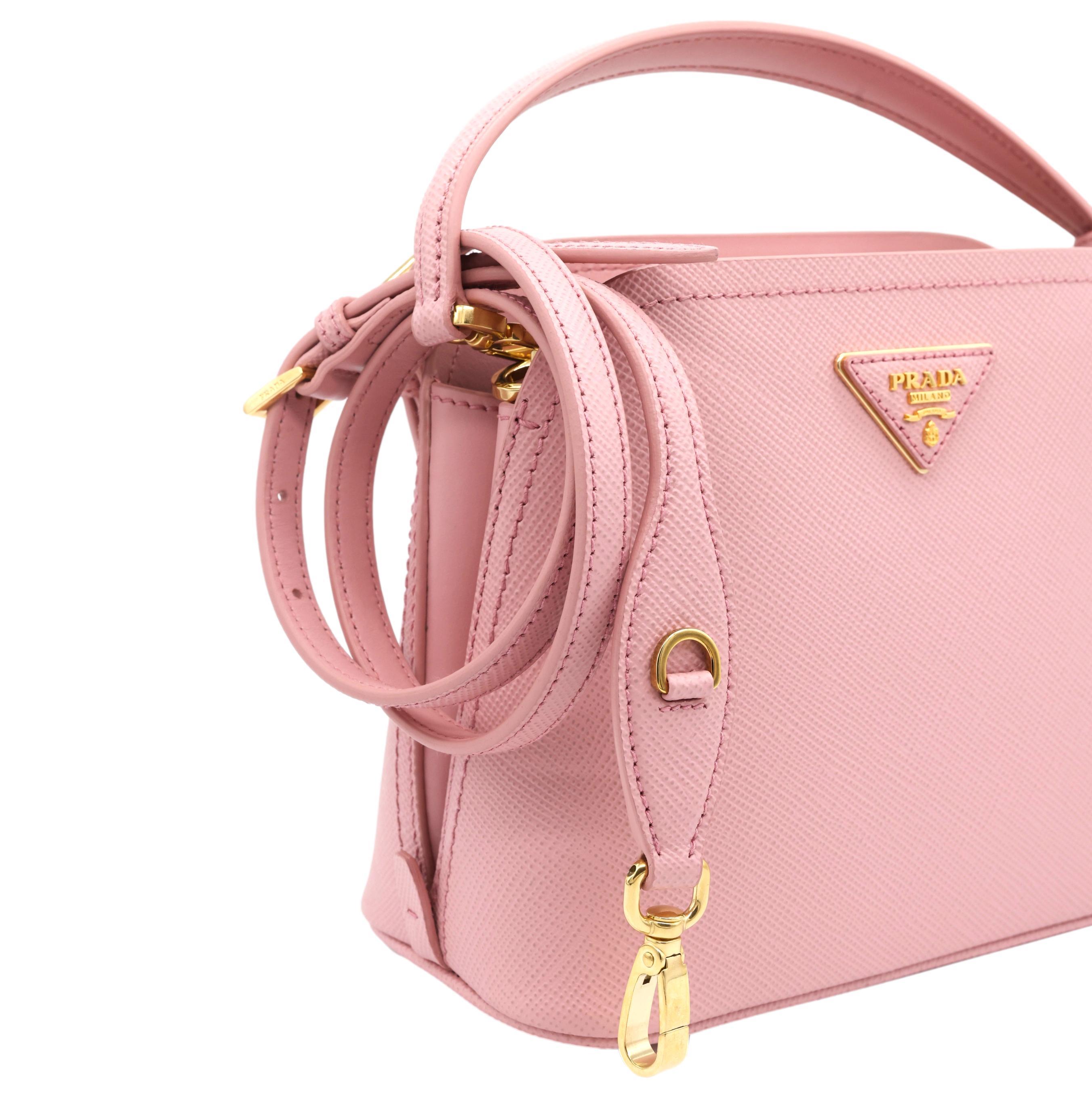 Prada Pink Petal Matinée Saffiano Leather Crossbody Top Handle Bag ...
