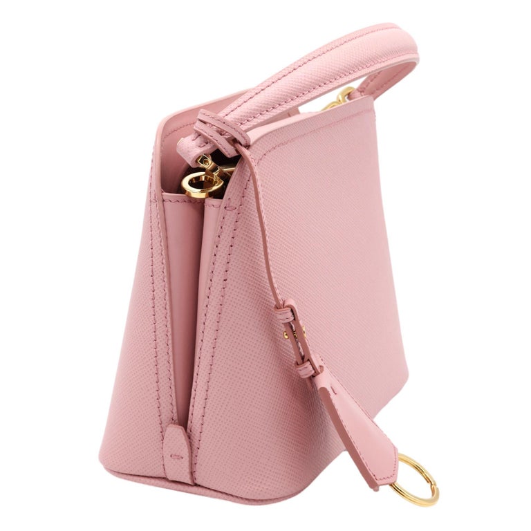 Prada Pink Petal Matinée Saffiano Leather Crossbody Top Handle Bag, 2020.